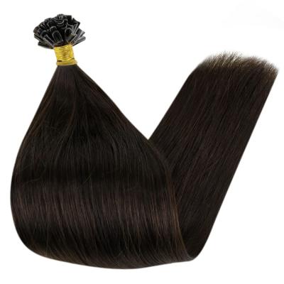 China Darkest Sellers #2 Brown U Tip Hair Extension Brazilian Silky Straight Full Wave Shine Silky Straight Hair Extension for sale