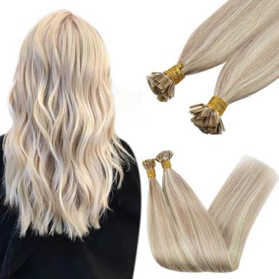 China Full Shine Keratin #P18/613 Silky Straight Blonde Remy Human Hair Extension Balayage Flat Wave Tip Hair Extensions Vendor for sale