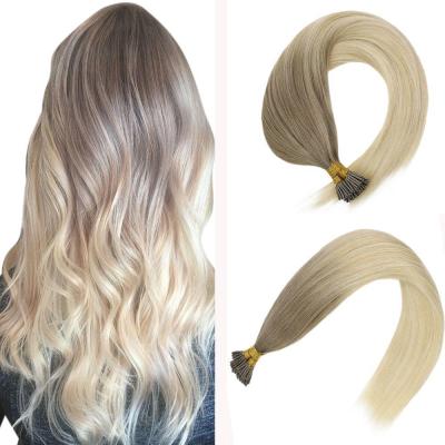 China #8/60 Full Shine Blonde Silky Straight Wave Balayage I Tip Hair Extensions Wholesale Pre Bonded Remy Human Hair Extensions for sale