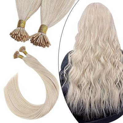 China Silky Straight Wave Shine Full Factory Price #1000 Whiten Blonde Hair Extension Keratin Remy Stick Itip Human Hair Extensions for sale