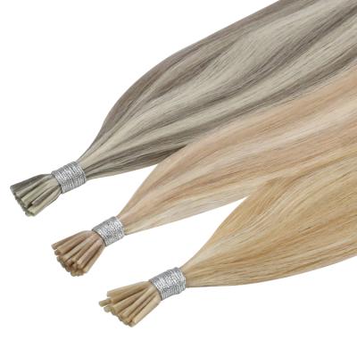 China Wholesale Highlight Blonde Silky Straight Full Wave Shine Pre Bonded Hair Extensions Virgin I Tip Hair Extension for sale