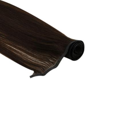 China Darkest Brown #2 Shine Silky Straight Wave Full Hair Bundles 100% Virgin Hair Extensions Flat Silk Weft for sale