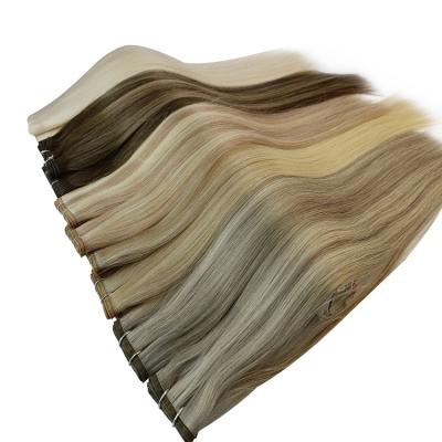 China Sale Full Shine Flat Silk Weft Wave Weft Extensions Hot Silky Straight Invisible Seamless Hair Bundle for sale