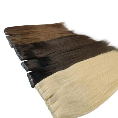 China Sale Virgin Solid Color Full Shine Flat Wave Silky Weft Hair Weft Extensions Silky Straight Hot Seamless Bundle for sale