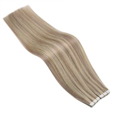 China Hot Selling Silky Straight Full Wave Shine Tape In Virgin Human Hair All Color Injection Tape In Hair Extensions for sale