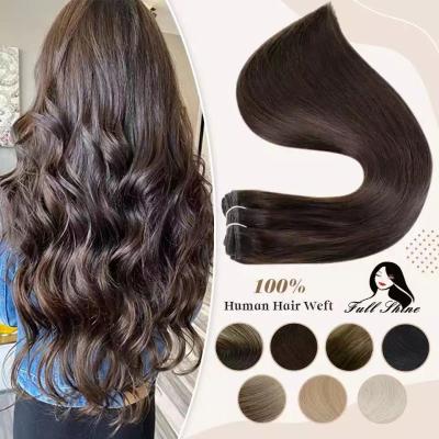 China Silky Straight Wave Full Shine Solid Color 100% Real Hair Bundle For Women Virgin Machine Hair Weft Extension for sale