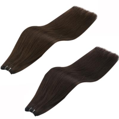 China Silky Straight Wave Full Shine Brown Virgin Cuticle Aligned Machine Hair Weft Extension for sale