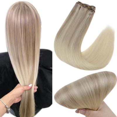 China #18/22/60 Color #18/22/60 Free Blonde Double Balayage Style Full Shine Human Hair Tangle Free Virgin Hair Weft for sale