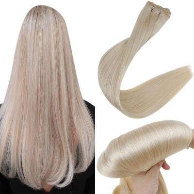 China No Tangle Full Hair Shine #60 Hair Bundle Virgin Hair Extension Virgin Machine Weft Lightest Blonde #60 for sale