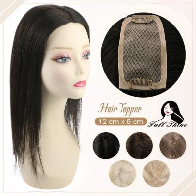 China Softest Full Shine Hair Topper #1B Natural Black Russian Hair 12*6cm Silk Topper for sale