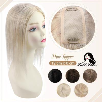 China Softest Full Factory Direct Hair Topper Womens #18/613 Whiten Blonde 12*6cm Silk Hair Topper for sale