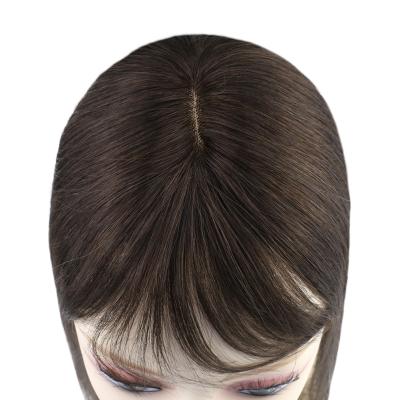 China Softest Shine Full Lace Hair Toppers #2 Brown 12*6cm Darkest Full Silk Hair Topper Brown for sale