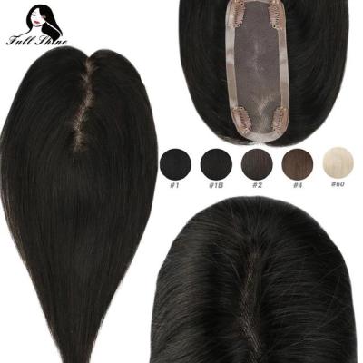 China Softest Full Shine Wholesale Hot Sale 12*6cm Brazilian Hair Topper Various Colors Remy Hair Toppers For Women for sale