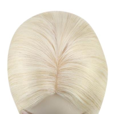 China Wholesale Hot Sale Softest Full Shine Remy Human Hair Topper #60 Platinum Blonde 13*13cm Silk Toppers For Women for sale