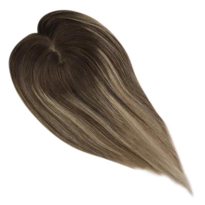 China Softest Shine 13*13cm Brazilian Full Hair Topper Wholesale Vendor #4/27/4 Balayage Brown Hair Toppers For Women for sale