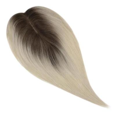 China Straight Blonde Brazilian Hair Topper 13*13cm Full Factory Silk Hair Topper #10T613 Softest Shine Ombre for sale