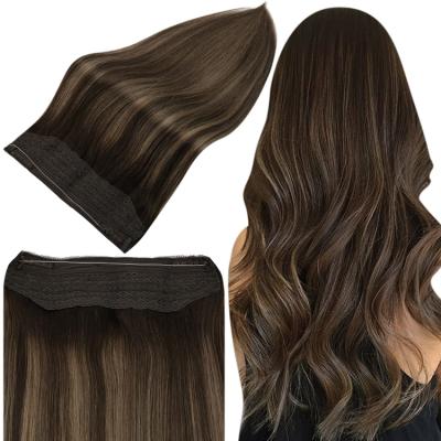 China Silky Straight Wave Factory Wholesale Price Halo Hair Balayage #2/8/2 Full Invisible Halo Hair Extensions for sale