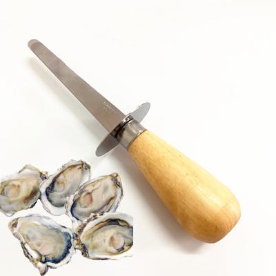 China Sustainable Hot Selling Wooden Handle Seafood Mold Peeler Clam Tool Stainless Steel BBQ Oyster Shelling Knife for sale