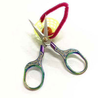 China Amazon Hot Selling Color Sharp Titanium Small Scissors Stainless Steel Tailor Cloth Scissors for Cloth Cloth Sewing Cutting for sale