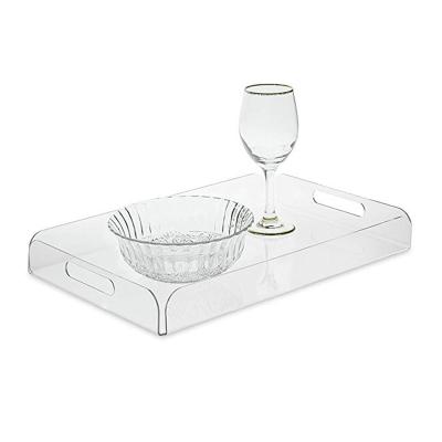 China Factory Eco - Friendly Custom Square Clear Acrylic Tray With Flyer Acrylic Serving Tray With Handles for sale