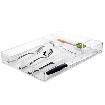 China Factory Wholesale Kitchen Display Organizer Supplies Clear Plastic Silverware and Utensil Organizer for sale