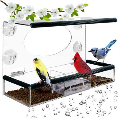 China Viable Conductive Acrylic Window Bird Feeder Outdoor Wild Bird Feeding Station With Strong Suction Cups for sale