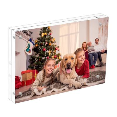 China Wholesale Acrylic Photo Booth Acrylic Sign Holder Double Sided Magnetic Blocks Picture Frame for sale