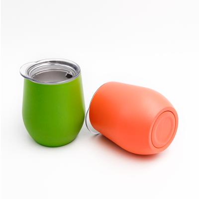 China Colorful Shell Cup Reusable Coffee Cup Egg Sip Mug Viable Metal Travel Mug for sale