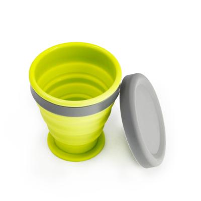 China Disposable Food Grade Silicone Folding Cup, Silicone Collapsible Cup, Silicone Pocket Cup With Lid for sale