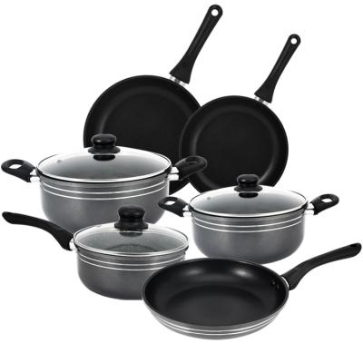 China Sustainable Househould cookware set cooking pots set 9 pcs aluminum cookware non-stick sets for sale