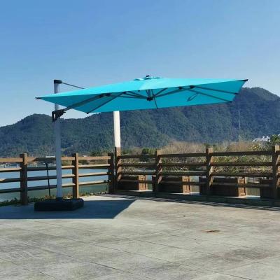 China Modern Cantilever Umbrella Sun Resistant Parasol For Garden Large Pole 4X4M Super Hanging Roman Style Parasol for sale