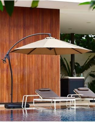 China Modern High Quality Aluminum+Steel+Polyester Taupe Freepole Market Umbrella Push Hanging Umbrella Patio Umbrella Base Sold Separately for sale