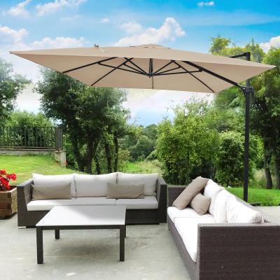 China Large Modern Square Patio Parasol Offset Outdoor Aluminum Umbrella with 360 Degree Rotation Cantilever Umbrella for Garden for sale