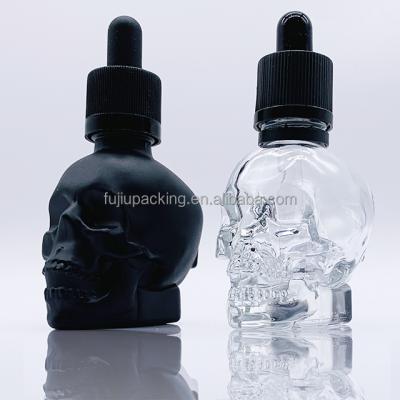 China 30ml 60ml 120ml Essential Oil Cosmetic Essential Oil Skull Dropper Glass Bottle With Dropper for sale