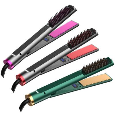 China New High Temperature Steam Spray Ceramic Protective Hair Straightener and Curling Comb Three-in-One Multifunctional Curling Iron Hair Straightener for sale