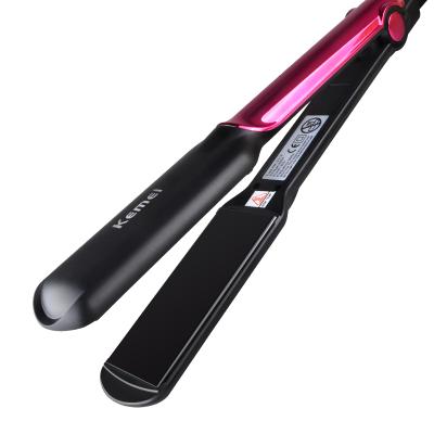 China Hotel Temperature Adjustable Heating Professional Hair Straightener Hair Straightener KM-2113 Quick Styling Wholesale for sale