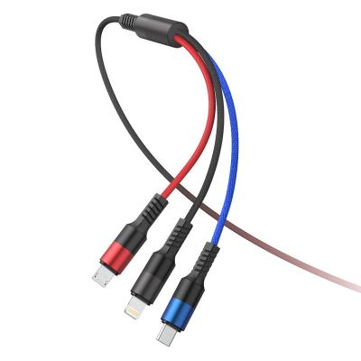 China MP3/MP4 Player XOOXI A17 3-In-1 5A Metal Braided 1.5M Data USB Cables Flash Charging Cable For Mobile Phone for sale