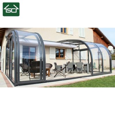 China Easily assembled sliding glass roof with aluminum frame and polycarbonate roofing for sale