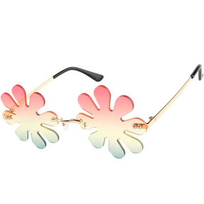 China 2023 Fashion Sun Glasses Flower Design Color Metal Eyewear For Unisex Men's Luxury Designer Custom Sunglasses Party Hop Sunglasses 2022 for sale