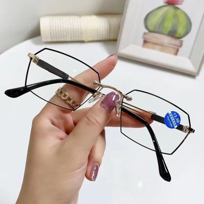 China High quality common men's metal prescription eyewear eyewear reading glasses lightweight rectangular rimless frames for sale