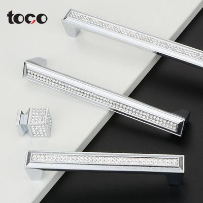 中国 toco Door Gold Modern Glass Simple furniture handle Kitchen Cabinet Drawer crystal Diamond drawer handle 販売のため