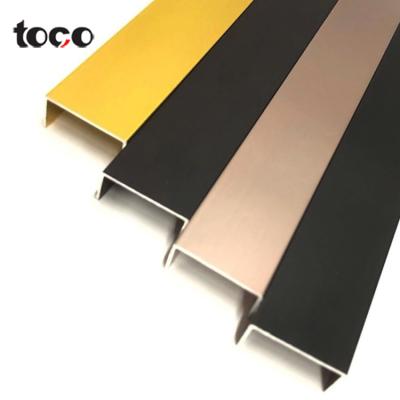 Cina toco building materials wall trim u shape decorative metal listello aluminum tile trim profiles in vendita