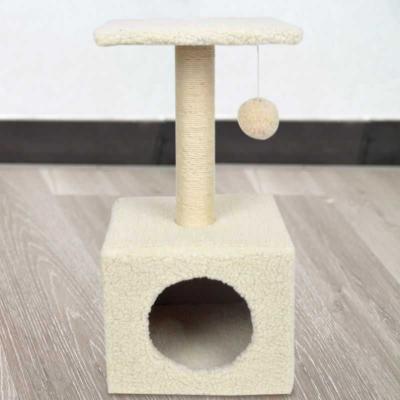 China Sustainable Single Cat Tree With Ball Small Cat Tree Cat Scratcher Climbing Tree for sale