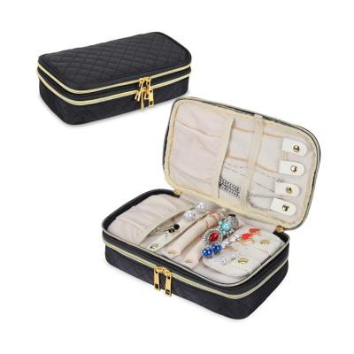 China 2021 Attractive Custom Logo Flapper Foam Travel Jewelry Earrings Packs Pouch Packaging Polyester Zipper Case Organizer Jewelry Bags for sale