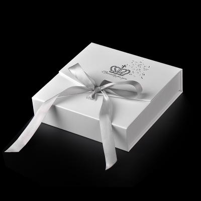 China Custom Recycled Materials Ring Necklace Jewelry Gift Packaging Velvet Small White Paper Box With Logo Ribbon Bow For Stud Earring Jewelry Packaging for sale