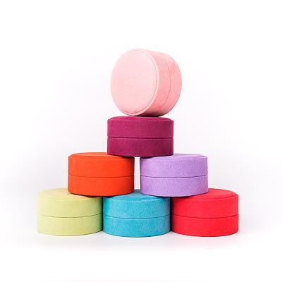 China Cheap Attractive Cheap Multilayer Color Small Round Shape Jewelry Gift Set Pink Velvet Thickened Flannel Boxes With Lid For Ring for sale