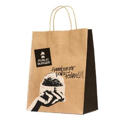 China Recycled Hot Food Togo Take Out Takeout Custom Restaurant Logo Wide Gusset Heavy Duty Materials To Go White Brown Kraft Takeout Paper Bags for sale