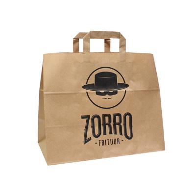 China Recycled Materials Custom Printed Size Delivery Food Wrapping Paper Bag Sandwich Kraft Takeout Paper Bags With Your Own Logo Seal For Restaurant for sale