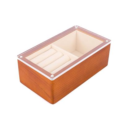 China Attractive Manufacturer Customized Cheap Modern Wood Premium Watch Fashion Luxury Jewelry Rings Stand Showcase Display Wooden Box for sale