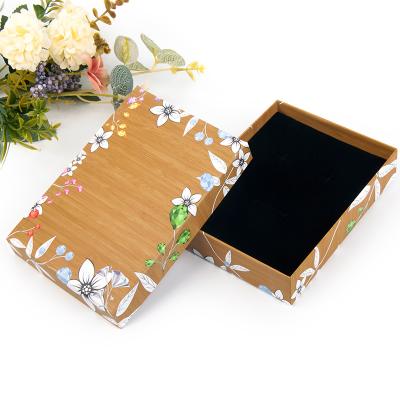 China Wholesale Attractive Bamboo Small Grain Jewelry Cardboard Art Earring Brown Fancy Square Paper Wedding Favors Ring Gift Flower Packing Box for sale